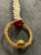 White Chameli Dangler With Rose and Gold Disc Tea Light Holder