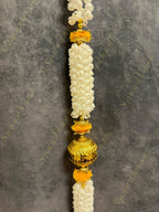 Mogra String With Pom Pom, Golden Ball With Gold Bead Tassel One