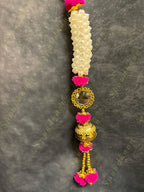 Mogra String With Pom Pom, Golden Ball With Gold Bead Tassel One
