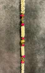 Mogra String With Pom Pom, Golden Ball With Gold Bead Tassel One