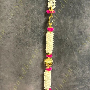 Mogra String With Pom Pom, Golden Ball With Gold Bead Tassel One