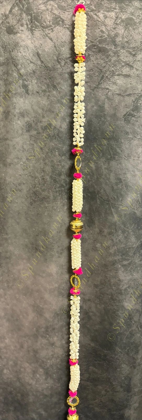 Mogra String With Pom Pom, Golden Ball With Gold Bead Tassel One