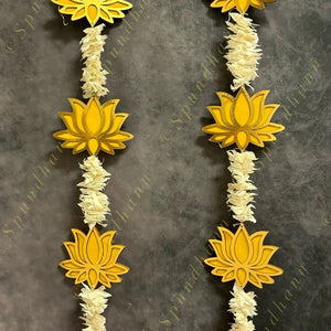 Yellow Chameli, Gota & Pink Lotus Bud Dangler String