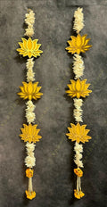 Yellow Chameli, Gota & Pink Lotus Bud Dangler String
