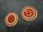 Miniature Ganesha Cutout With Gemstone and Pearls Pair