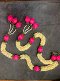 White flower, Rajnigandha & Pink Shola Wood Bud Dangler String - Pair