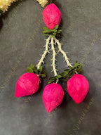 White flower, Rajnigandha & Pink Shola Wood Bud Dangler String - Pair