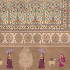 Life n Colors: 'Gitanjali' - Retro Indian Floral Art Premium Wallpaper