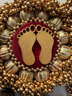 Lakshmi Pagla Mini Platter + Hanging: Solid Maroon + Maroon Navratna Patola