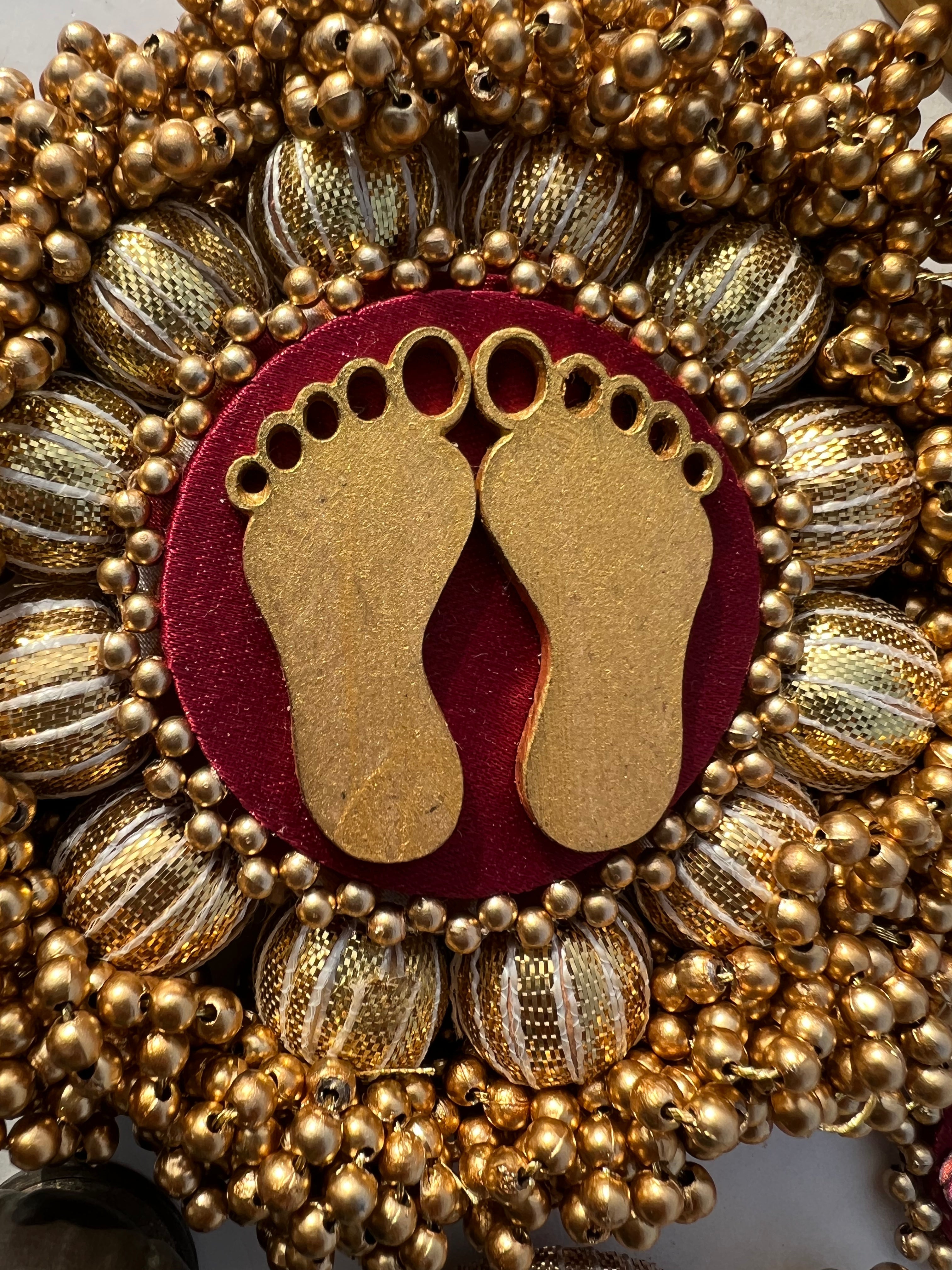 Lakshmi Pagla Mini Platter + Hanging: Solid Maroon + Maroon Navratna Patola