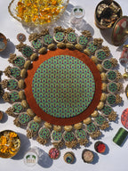 Teal peacock beaded medallion platter