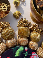 Spherical Chaandbali OG Inflorescence Divine Pichwai and Maroon Navratna Patola Diya Platter