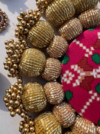Spherical Chaandbali OG Inflorescence Divine Pichwai and Maroon Navratna Patola Diya Platter