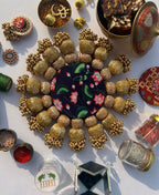 Spherical Chaandbali OG Inflorescence Divine Pichwai and Maroon Navratna Patola Diya Platter