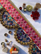 THE DANGLER-ARC TORAN- 6 Inflorescence Divine Pichwai and Pink Navratna Patola Arc Toran
