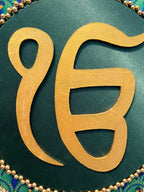 Ek Onkar Motif Micro Platter + Hanging: Lemon Yellow + Vermillion Congruous Divine Pichwai
