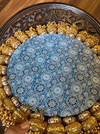 Ek Onkar Motif Micro Platter + Hanging: Lemon Yellow + Vermillion Congruous Divine Pichwai