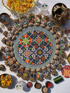 Beaded medallion platter, patola print