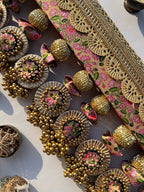 SLEEK: Maroon & Bottle Green Navratna Patola Plumeria Toran (SOLID)