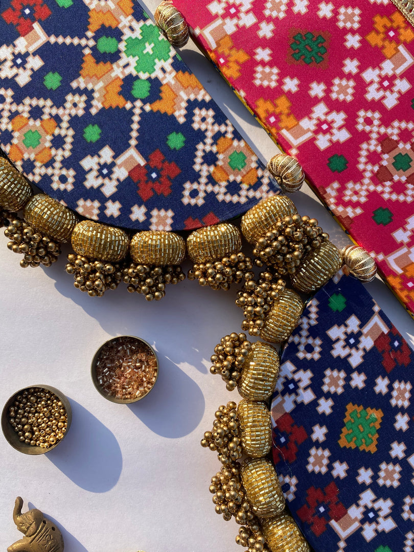 THE DANGLER-ARC TORAN- 6 Inflorescence Divine Pichwai and Pink Navratna Patola Arc Toran