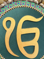 Ek Onkar Motif Micro Platter + Hanging: Lemon Yellow + Vermillion Congruous Divine Pichwai