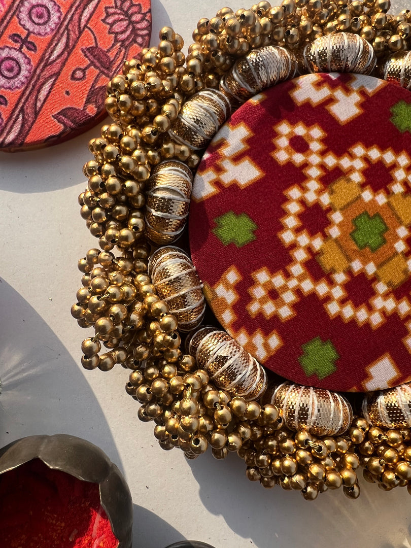 Classic Mini Platter : Pink Colloquial Dvine Pichwai + OG Infloresence Divine Pichwai