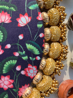 Ek Onkar Motif Micro Platter + Hanging: Lemon Yellow + Vermillion Congruous Divine Pichwai