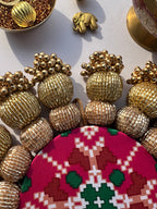 Spherical Chaandbali OG Inflorescence Divine Pichwai and Maroon Navratna Patola Diya Platter