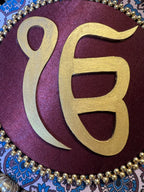 Ek Onkar Motif Micro Platter + Hanging: Lemon Yellow + Vermillion Congruous Divine Pichwai