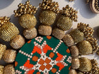 Spherical Chaandbali OG Inflorescence Divine Pichwai and Maroon Navratna Patola Diya Platter