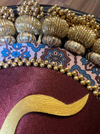 Ek Onkar Motif Micro Platter + Hanging: Lemon Yellow + Vermillion Congruous Divine Pichwai