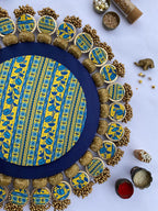 Ajrakh + Pastel Pistachio Inflorescence Divine Pichwai Glass Rhapsody Lumba Rangoli
