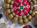 Spherical Chaandbali OG Inflorescence Divine Pichwai and Maroon Navratna Patola Diya Platter