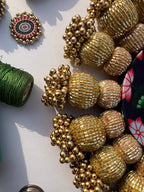 Spherical Chaandbali OG Inflorescence Divine Pichwai and Maroon Navratna Patola Diya Platter