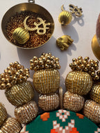 Spherical Chaandbali OG Inflorescence Divine Pichwai and Maroon Navratna Patola Diya Platter