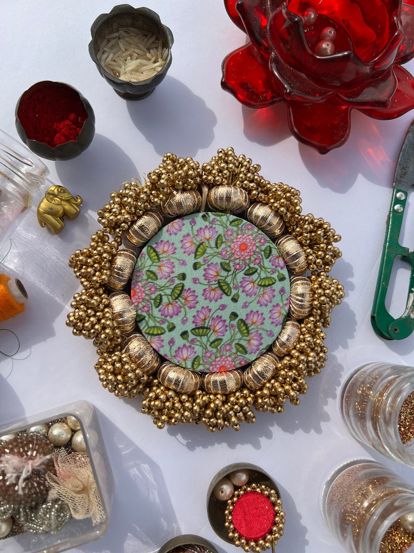 Classic Mini Platter : Pink Colloquial Dvine Pichwai + OG Infloresence Divine Pichwai
