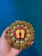 Lakshmi Pagla Mini Platter + Hanging: Solid Maroon + Maroon Navratna Patola