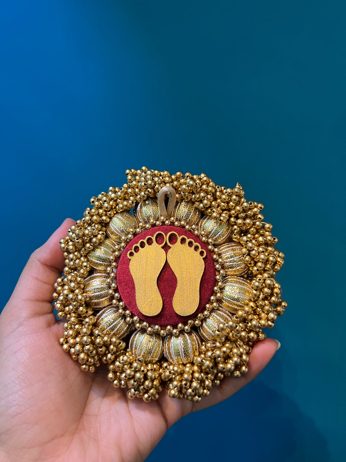 Lakshmi Pagla Mini Platter + Hanging: Solid Maroon + Maroon Navratna Patola
