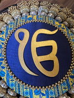 Ek Onkar Motif Micro Platter + Hanging: Lemon Yellow + Vermillion Congruous Divine Pichwai