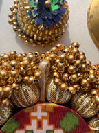 Lakshmi Pagla Mini Platter + Hanging: Solid Maroon + Maroon Navratna Patola