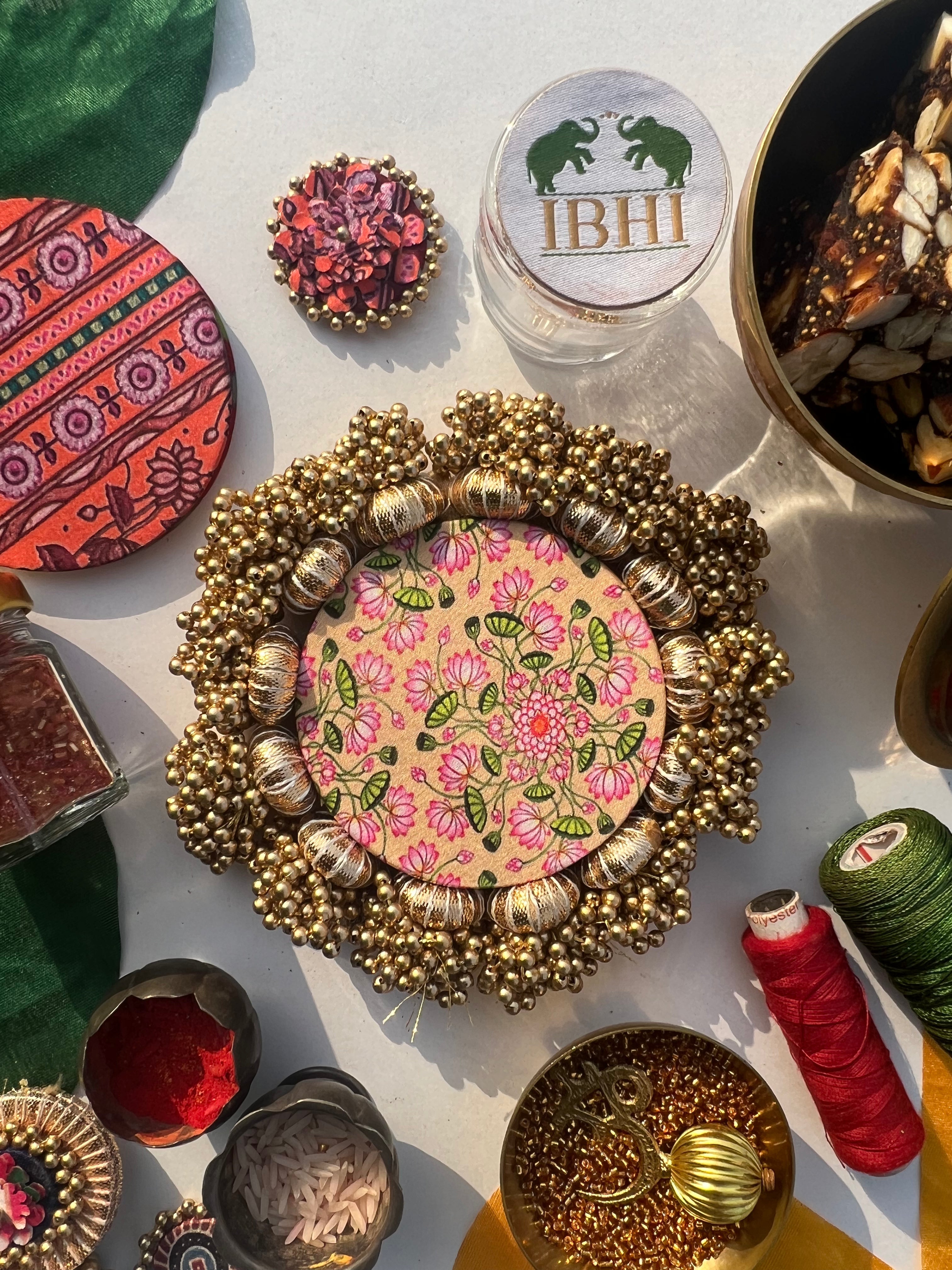 Classic Mini Platter : Pink Colloquial Dvine Pichwai + OG Infloresence Divine Pichwai