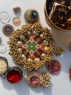 Lakshmi Pagla Mini Platter + Hanging: Solid Maroon + Maroon Navratna Patola