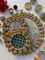 Chaandbali Pastel Pistachio Pichwai and Flare MORBANI THANGAT KARE Rangoli + Diya Platters 