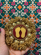 Lakshmi Pagla Mini Platter + Hanging: Solid Maroon + Maroon Navratna Patola
