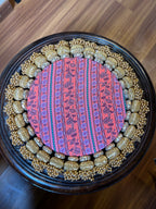 Ek Onkar Motif Micro Platter + Hanging: Lemon Yellow + Vermillion Congruous Divine Pichwai