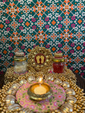 Lakshmi Pagla Mini Platter + Hanging: Solid Maroon + Maroon Navratna Patola