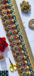SLEEK: Maroon & Bottle Green Navratna Patola Plumeria Toran (SOLID)