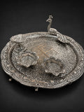 German Silver Peacock Pooja Plate with diyas