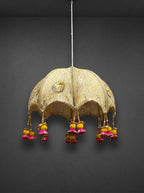 Decorative Brocade Umbrella Hanging - Golden