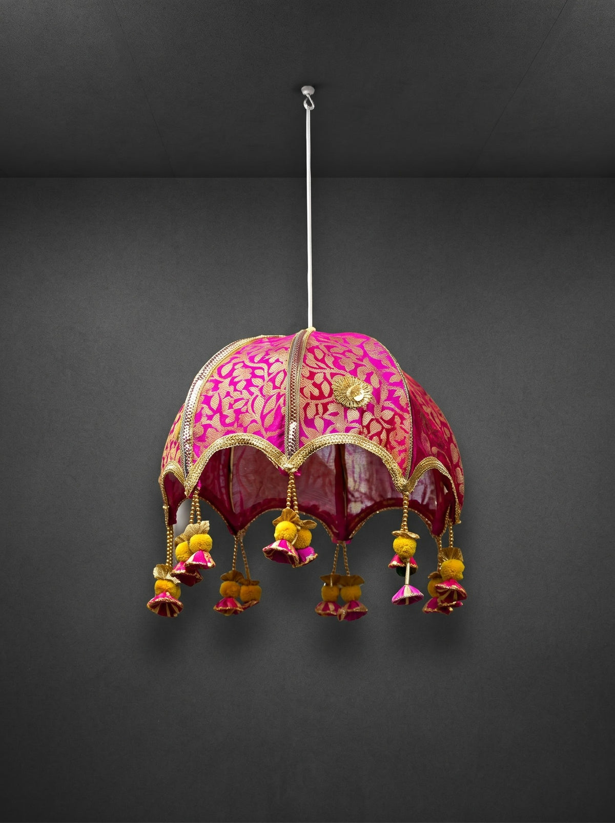 Decorative Brocade Umbrella Hanging - Hot Pink